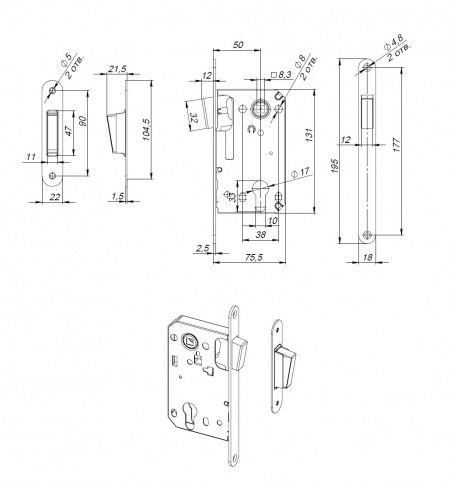 Корпус Fuaro (Фуаро) замка MAGN5300-M-C (5300-M-C) AB бронза