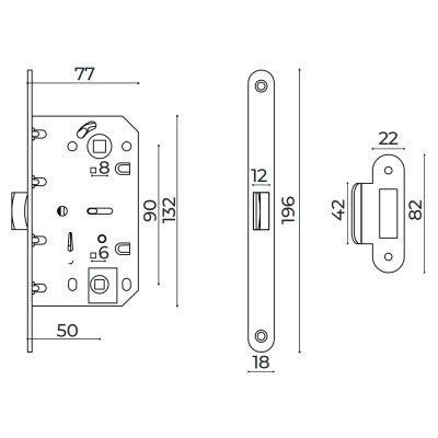 Защелка Ajax (Аякс) врезная METLM90-50 SN мат.никель