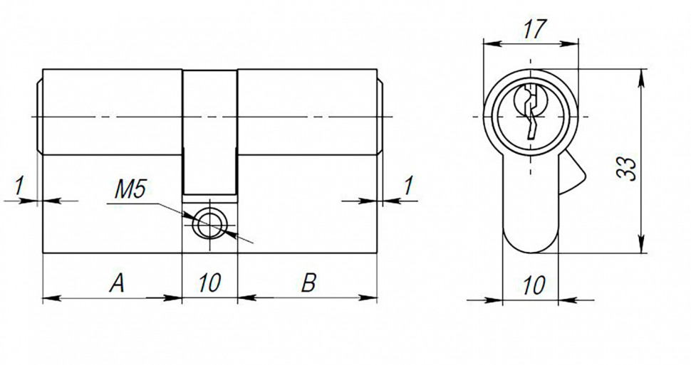 Цилиндровый Ajax (Аякс) механизм (AX100/90) AX1000Key90 (40+10+40) CP хром
