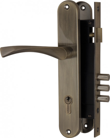 Замок цилиндровый Fuaro (Фуаро) с в комплекте с ручкой LOCKSET.9011 (SET F9011) AB бронза