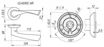 Ручка Fuaro (Фуаро) раздельная R.AR54.CLASSIC (CLASSIC AR) 140mm CP-8 хром