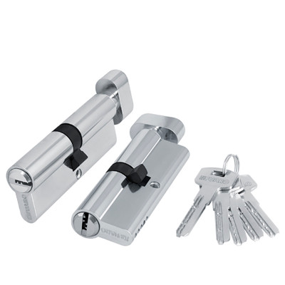 Цилиндровый Fuaro (Фуаро) механизм (200 ZM/120) 2000ZMKnob120(55+10+55) CP хром 5Key с вертушкой