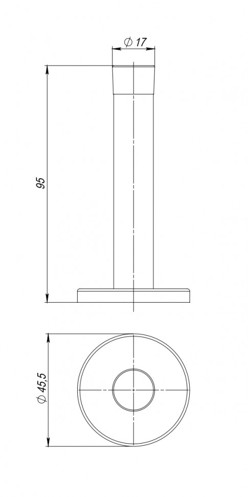 Упор Fuaro (Фуаро) дверной настенный STOPPER/M.15 INOX (нерж. сталь)