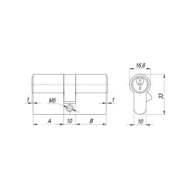 Цилиндровый Ajax (Аякс) механизм (AX100/60) AX1000Key60 (25+10+25)/HD AB бронза 4Key