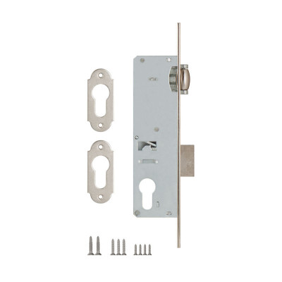 Корпус Kale kilit (Кале килит) узкопрофильного замка с роликовой защёлкой 155/P (35 mm) w/b (хром) (без отв. планки)