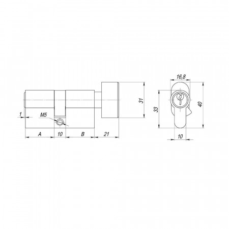 Цилиндровый Ajax (Аякс) механизм (AX102/60) AX1002Knob60 (25+10+25)/HD AB бронза 4Key с вертушкой