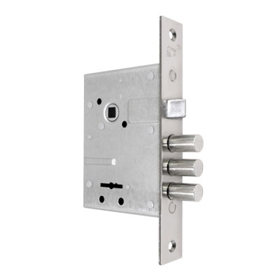 Замок Sam (Сам) врезной сувальдный с защёлкой в комплекте с ручкой ЗВ9-8/13 (черный муар), 3 кл. /76704/