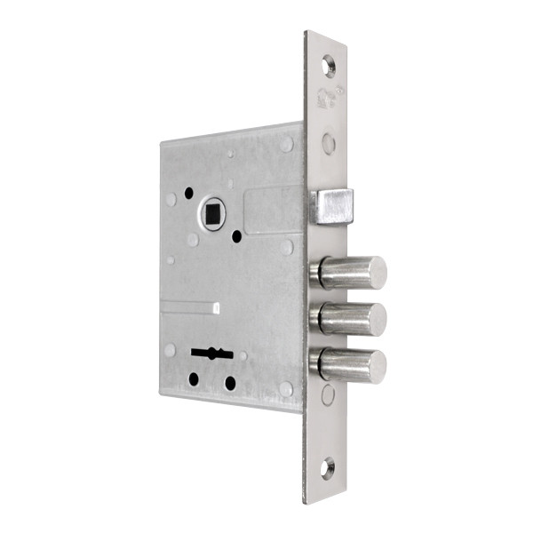 Замок Sam (Сам) врезной сувальдный с защёлкой в комплекте с ручкой ЗВ9-8/13 (черный муар), 3 кл. /76704/