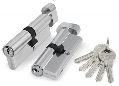 Цилиндровый Fuaro (Фуаро) механизм (100 ZM/60) 1000ZMKnob60(25+10+25) CP хром 5Key с вертушкой
