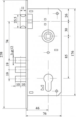 Замок цилиндровый Fuaro (Фуаро) с в комплекте с ручкой LOCKSET.9013 (SET F9011) SN/CP мат.никель