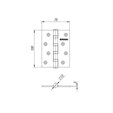 Петля Fuaro (Фуаро) универсальная IN6400U WAB (4BB 150x95x3) мат. бронза
