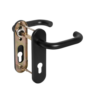 Ручка Fuaro (Фуаро) дверная FP.DH72.0433 SS 201 BLACK с пружиной, нержавейка 201, черный, квадрат 9x140 мм