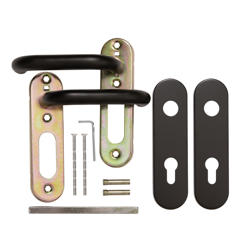 Ручка Fuaro (Фуаро) дверная FP.DH72.0433 SS 201 BLACK с пружиной, нержавейка 201, черный, квадрат 9x140 мм