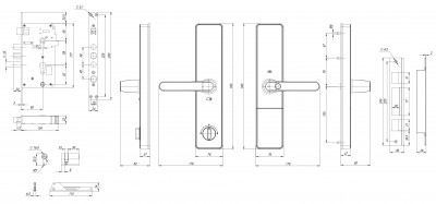 Замок врезной электронный к с ручкой Kaadas S500-5W с отпечатком пальца, с WiFi, черный