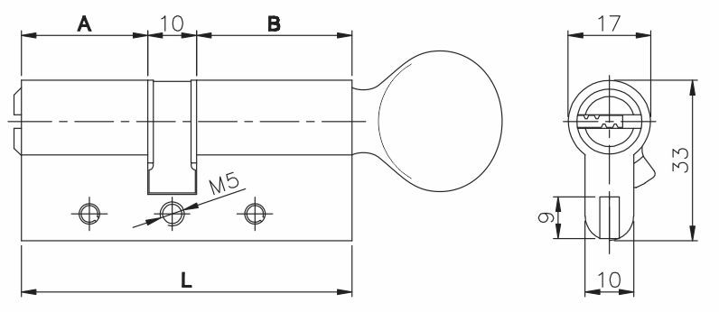 Цилиндровый механизм Kale kilit (Кале килит) с вертушкой 164 DBM-E/70 (30+10+30) mm никель 5 кл.