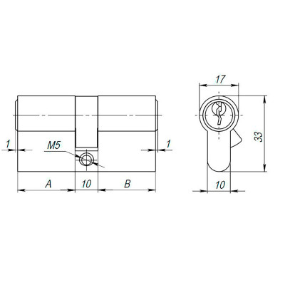 Цилиндровый Ajax (Аякс) механизм (AX100/60) AX1000Key60 (25+10+25) PB латунь