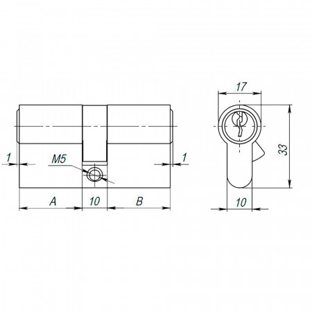 Цилиндровый Ajax (Аякс) механизм (AX100/60) AX1000Key60 (25+10+25) PB латунь