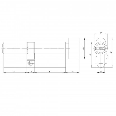 Цилиндровый Ajax (Аякс) механизм (AZ202/60) AZ2002Knob60 (25+10+25) CP хром