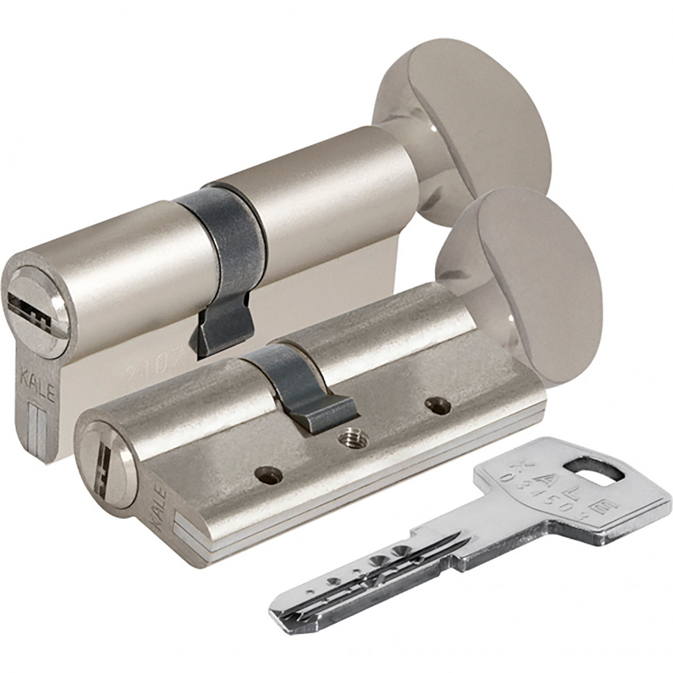 Цилиндровый механизм Kale kilit (Кале килит) с вертушкой 164 DBM-E/90 (40+10+40) mm никель 5 кл. БЛИСТЕР