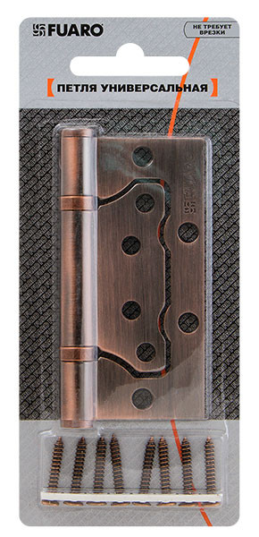 Петля Fuaro (Фуаро) универсальная без врезки IN4500W-BL PB (500-2BB/BL 100x2,5) латунь БЛИСТЕР