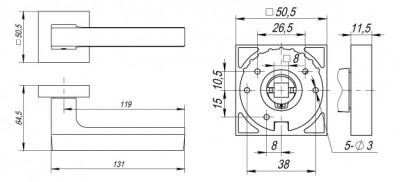 Ручка Fuaro (Фуаро) раздельная K.DM51.FLASH (FLASH DM) CP/WH-19 хром/белый