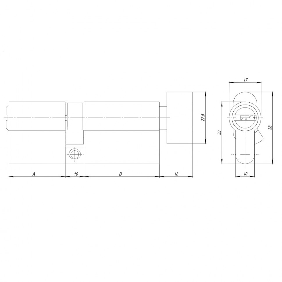 Цилиндровый Ajax (Аякс) механизм (AZ202/80) AZ2002Knob80 (35+10+35) CP хром