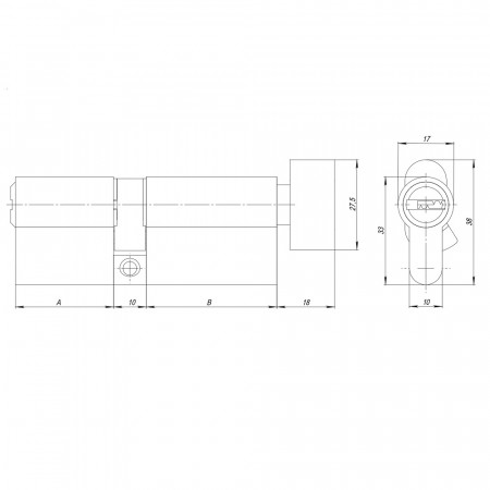 Цилиндровый Ajax (Аякс) механизм (AZ202/80) AZ2002Knob80 (30+10+40) CP хром