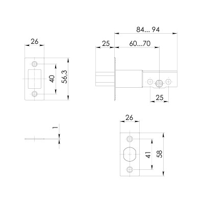 Замок Ajax (Аякс) врезной DK.001 ET SN мат.никель