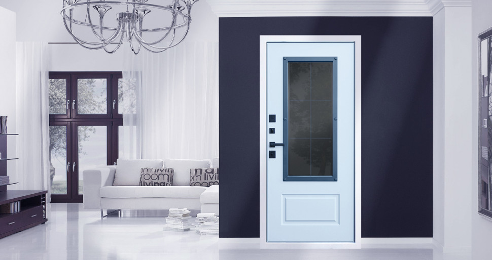 Стальная дверь "Эльбрус" с окном и английской решеткой (терморазрыв 3к)