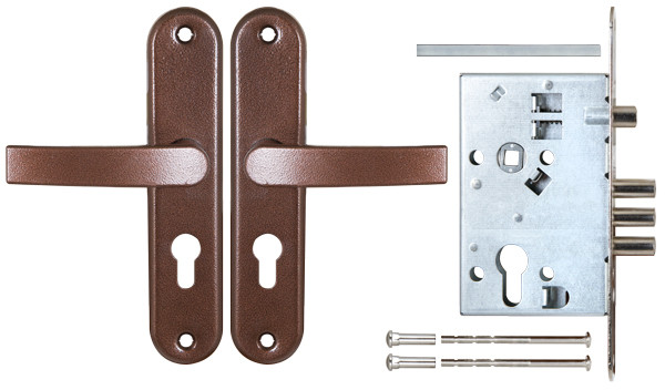 Корпус Sam (Сам) врезного замка с защёлкой в комплекте с ручкой ЗВ4-31/55 (медный антик) /78930/