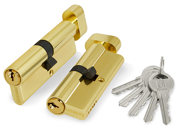 Цилиндровый Fuaro (Фуаро) механизм (100 ZM/80) 1000ZMKnob80(35+10+35) PB латунь 5Key с вертушкой