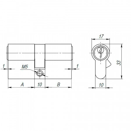 Цилиндровый Ajax (Аякс) механизм (AX100/80) AX1000Key80 (30+10+40) CP хром
