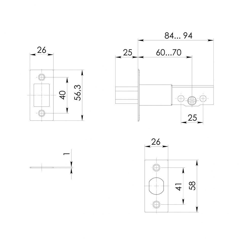 Замок Ajax (Аякс) врезной DK.001 ET BL черный