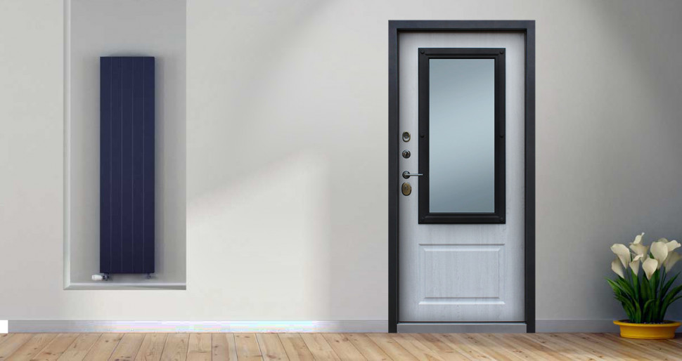 Стальная дверь "Олимп" с окном и английской решеткой (терморазрыв 3к)