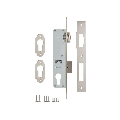 Корпус Kale kilit (Кале килит) узкопрофильного замка с роликовой защёлкой 155 (35 mm) w/b (никель)