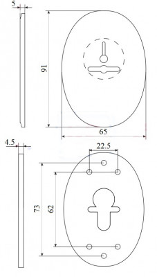 Декоративная Fuaro (Фуаро) накладка ESC 476 (90х65) СP ХРОМ на сувальдный замок с шторкой