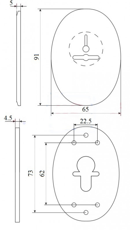 Декоративная Fuaro (Фуаро) накладка ESC 476 (90х65) СP ХРОМ на сувальдный замок с шторкой