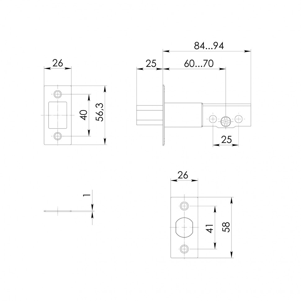 Замок Ajax (Аякс) врезной DK.002 BK BL черный