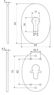 Декоративная накладка Fuaro (Фуаро) под цилиндр ESC 473 (90х65) СP ХРОМ