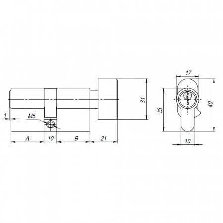 Цилиндровый Ajax (Аякс) механизм (AX102/60) AX1002Knob60 (25+10+25) CP хром с вертушкой