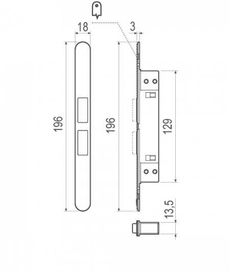 Магнитная AGB (АГБ) защелка регулируемая Touch B01120.30.93 (черный) с лицевой планкой B01120.31.93