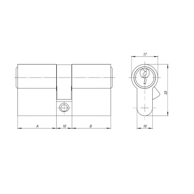 Цилиндровый Ajax (Аякс) механизм (AZ100/100) AZ1000Key100 (40+10+50) CP хром