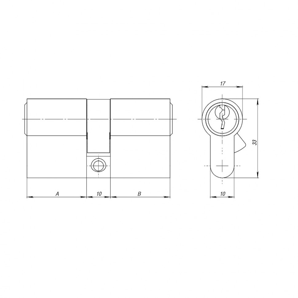 Цилиндровый Ajax (Аякс) механизм (AZ100/100) AZ1000Key100 (45+10+45) CP хром