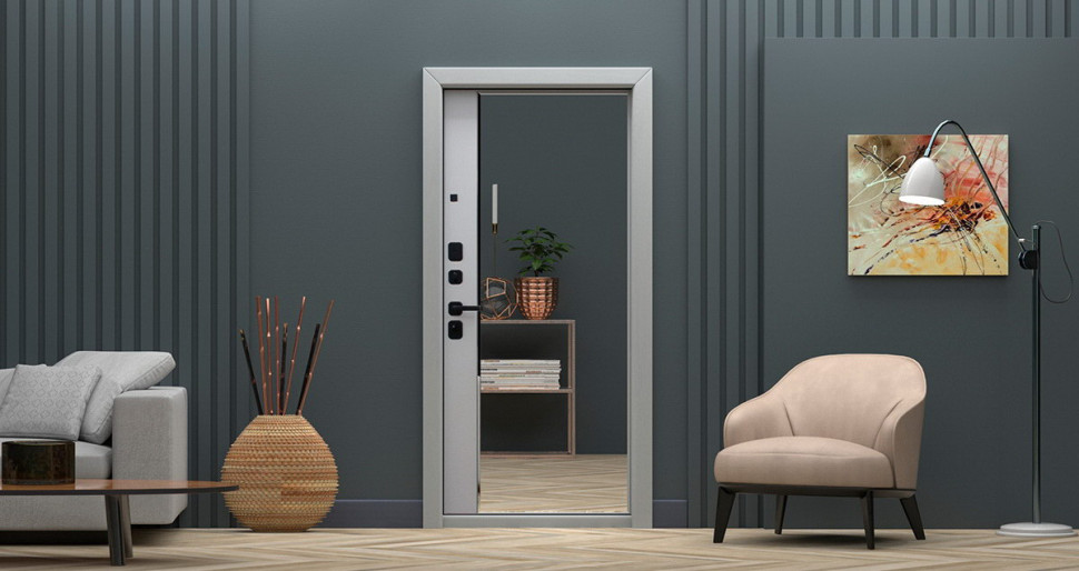 Стальная дверь "Ньюкасл" с зеркалом