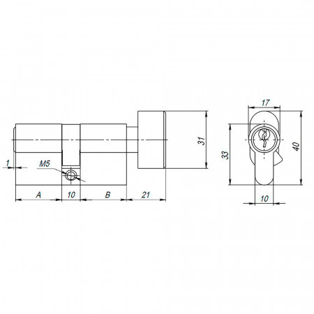 Цилиндровый Ajax (Аякс) механизм (AX102/70) AX1002Knob70 (30+10+30) CP хром с вертушкой