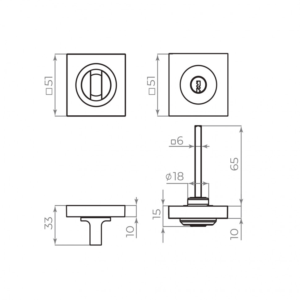 Ручка поворотная Ajax (Аякс) с фиксацией ключом BK6.FIX.JK AB-7 бронза