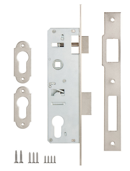 Корпус Kale kilit (Кале килит) узкопрофильного замка с защёлкой 153 (35 mm) w/b (никель)