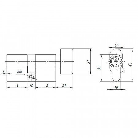 Цилиндровый Ajax (Аякс) механизм (AX102/80) AX1002Knob80 (35+10+35) CP хром с вертушкой