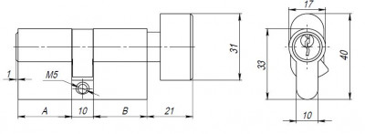 Цилиндровый Ajax (Аякс) механизм (AX102/70) AX1002Knob70 (35+10+25) CP хром с вертушкой