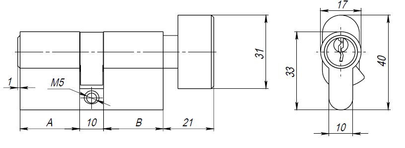 Цилиндровый Ajax (Аякс) механизм (AX102/70) AX1002Knob70 (35+10+25) CP хром с вертушкой